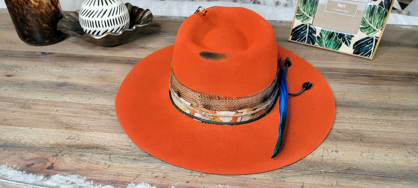 Orange Kiss Fedora Hat (MADE UPON ORDERING CUSTOM HAT!!!)