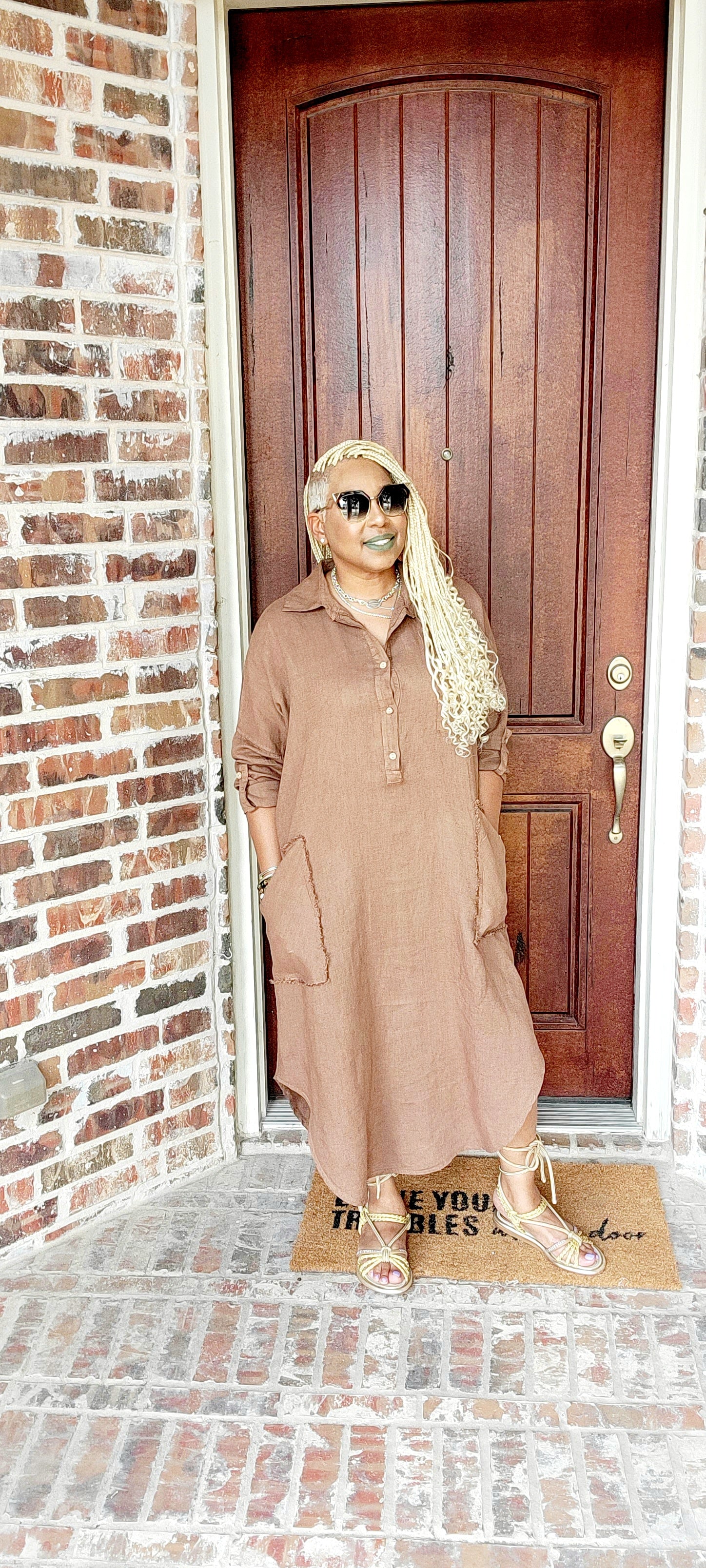 classy linen dresses Elegant Boho Collared Linen Dress Old Linen Mill