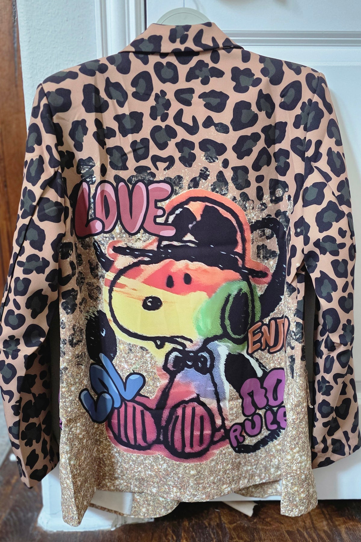 LBLA79 One Size Italian "SNOOPY"  Leopard Print Blazer