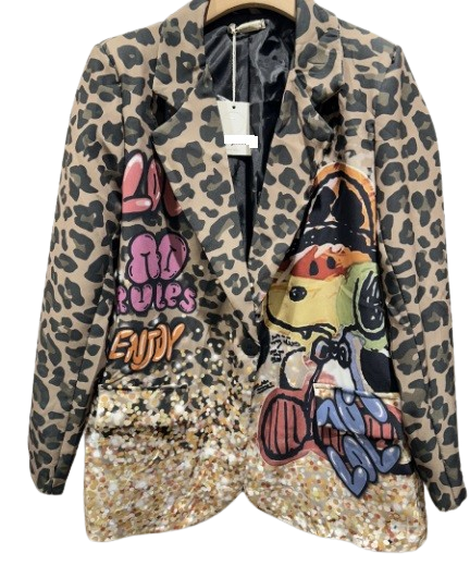 LBLA79 One Size Italian "SNOOPY"  Leopard Print Blazer